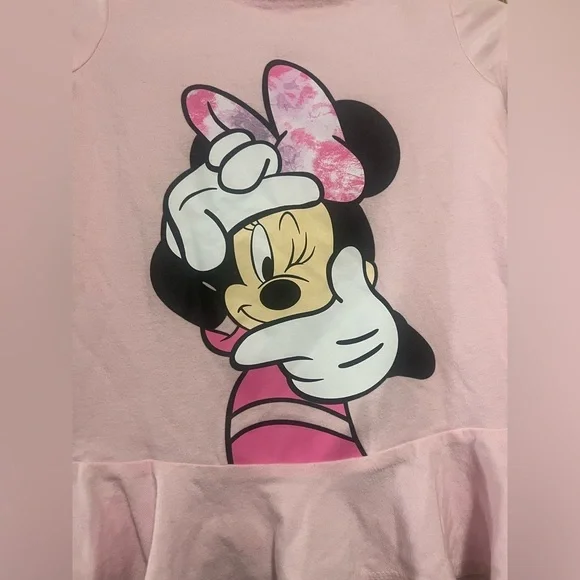 Disney Children's Short Sleeve Minnie Mouse Graphic Tee, Peplum,Girl's Size 6 - Picture 2 of 7